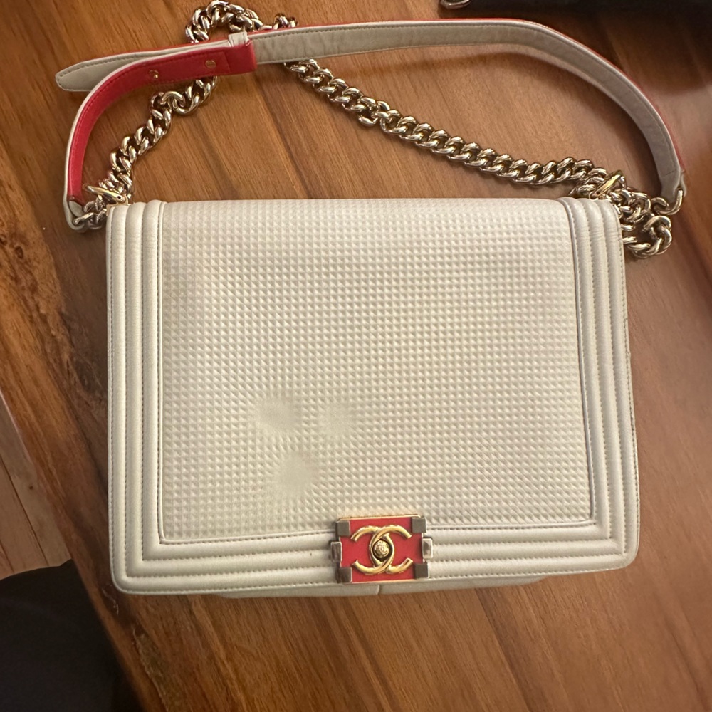 Chanel cube embossed large boy bag